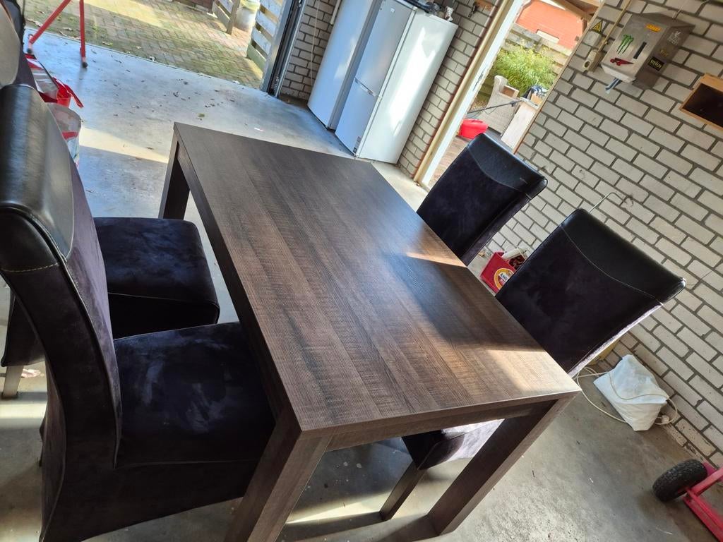Eettafel met stoelen, Ophalen, Gebruikt, 100 tot 150 cm, 50 tot 100 cm