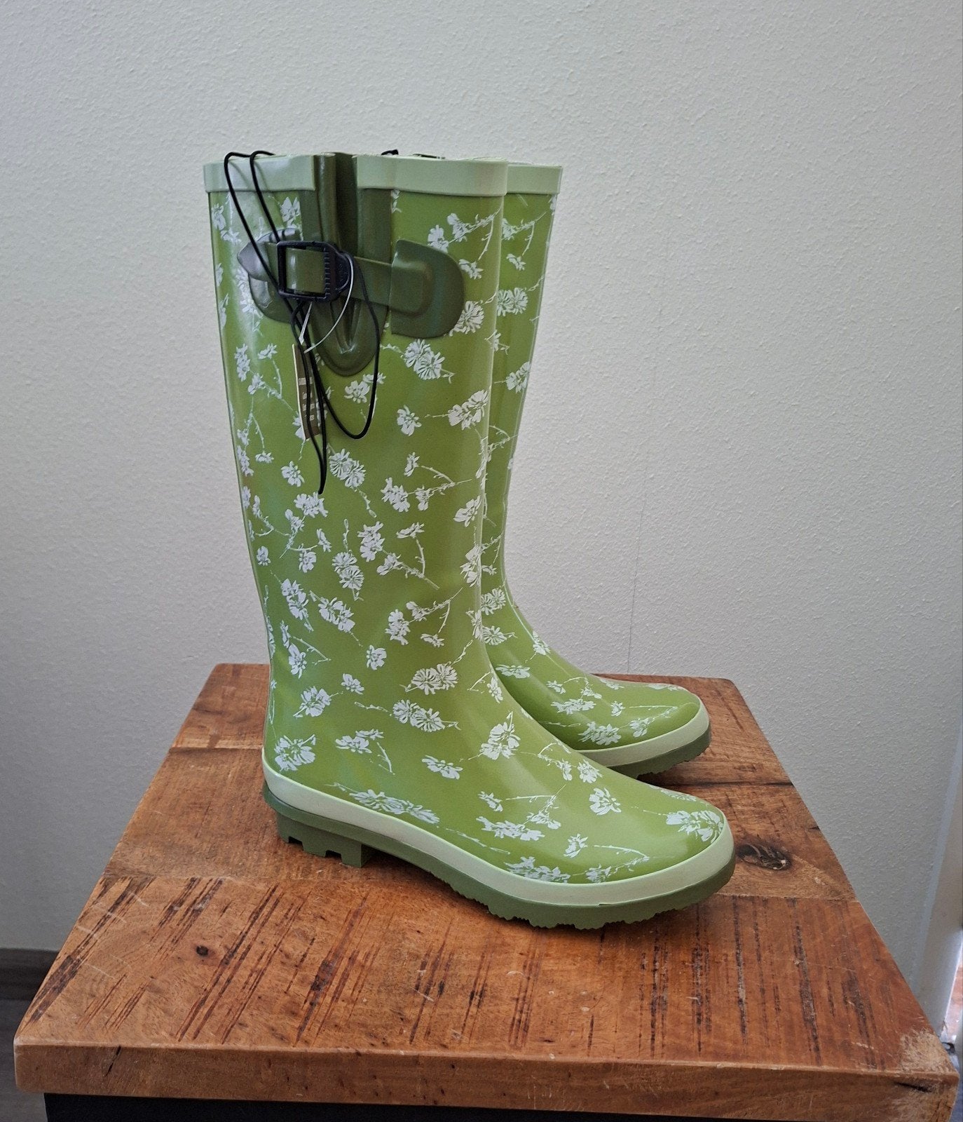 Groene regenlaarzen met bloemenprint maat 38/39, Ophalen of Verzenden, Nieuw