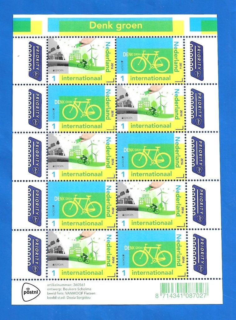 NVPH V3399-3400 PostEurop: Denk Groen - 2016, Verzenden, Na 1940, Postfris