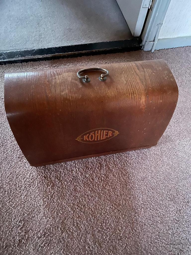 Werkende vintage Köhler naaimachine met originele koffer, Ophalen