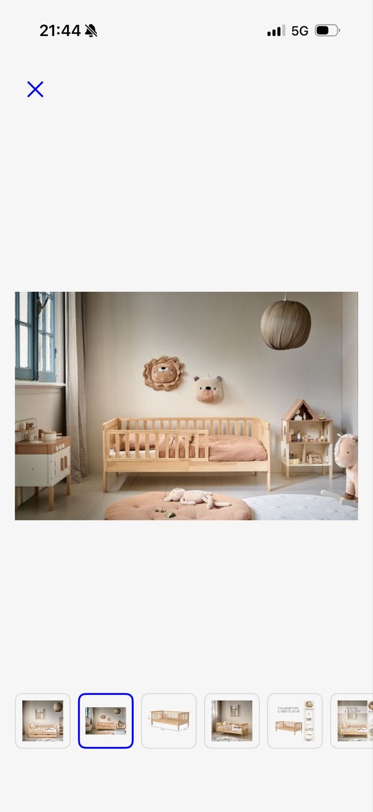 Houten Kinderbed met Lattenbodem - Natuurlijk Hout, Kinderen en Baby's, Ophalen, Nieuw, 70 tot 85 cm, 140 tot 160 cm