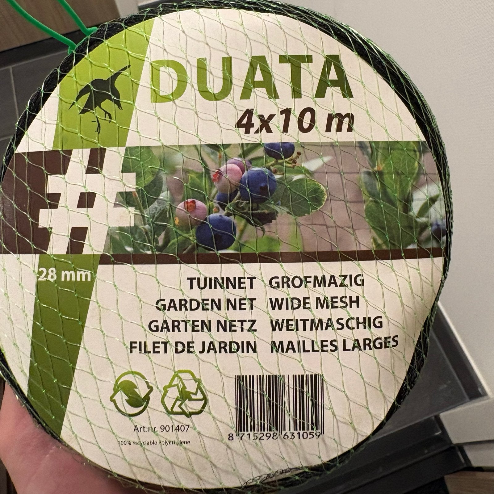 Tuinnet / Vogelnet 4x10m - Grofmazig (28mm), Ophalen, Nieuw, Kunststof, Gaashekwerk