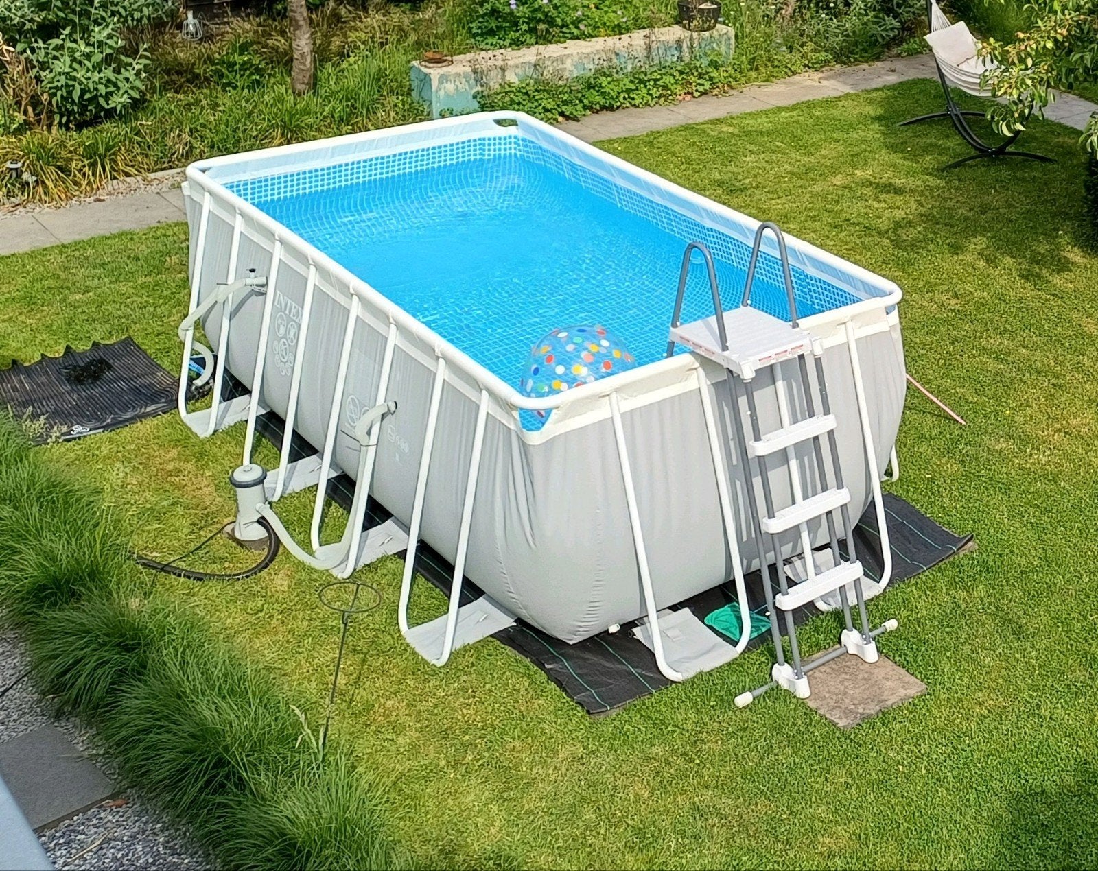 Intex Opzetzwembad 4x2x1.22m met filterpomp en trap, Tuin en Terras, 200 tot 300 cm, Rechthoekig, Ophalen, 120 cm of meer