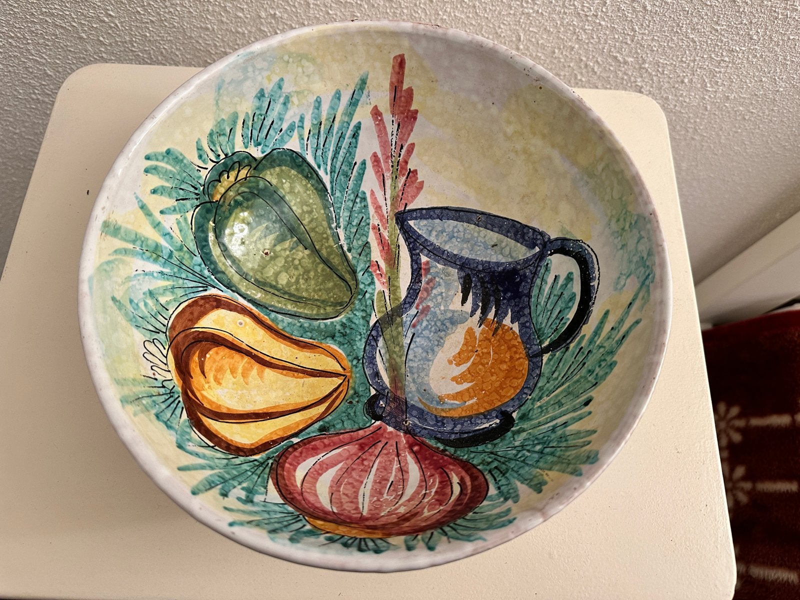 Vintage Italia PZ10 Keramische Schaal met Groentenmotief, Antiek en Kunst, Ophalen of Verzenden