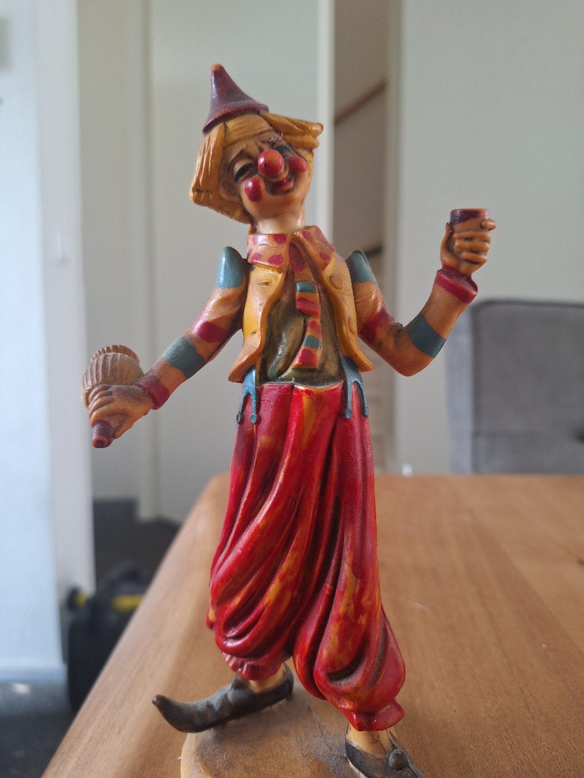 Vintage Clown Beeldje - Vrolijke Decoratie, Verzamelen, Beelden en Beeldjes, Ophalen of Verzenden, Gebruikt, Mens