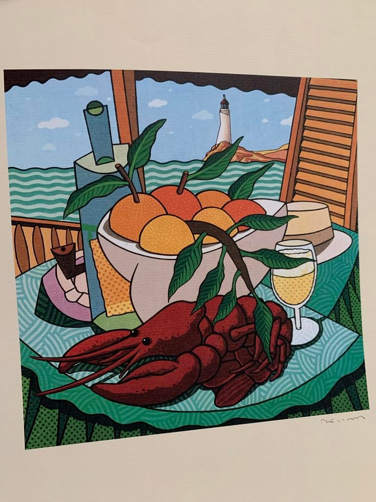 Mediterraneo Kunstprint met kreeft en fruit, Ophalen of Verzenden