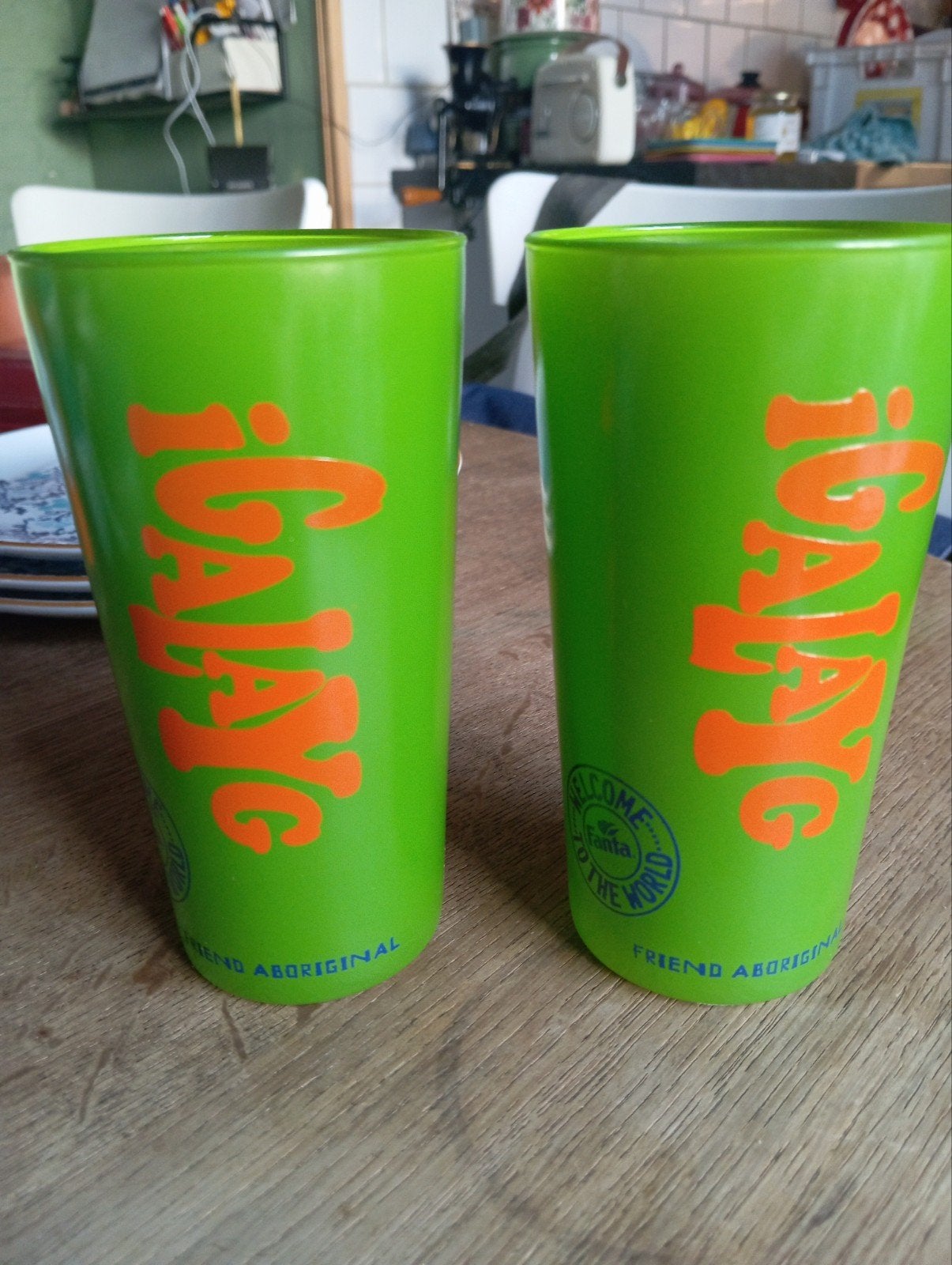 Zeldzame Fanta IGA LAYG glazen - set van 2, Ophalen of Verzenden, Zo goed als nieuw