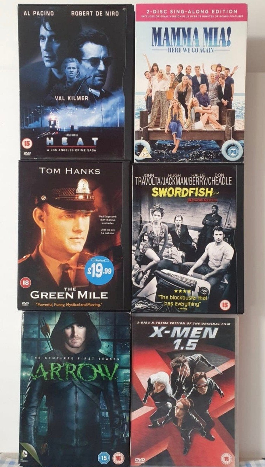 6 DVD setprijs voor oa : Heat, Mamma Mia!, The Green Mile et, Vanaf 16 jaar, Ophalen of Verzenden, Gebruikt
