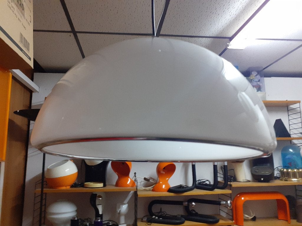 3 Guzzini space age design hanglampen jaren 70 retro 1970s, Gebruikt, ?, Guzinni, E27 (groot)