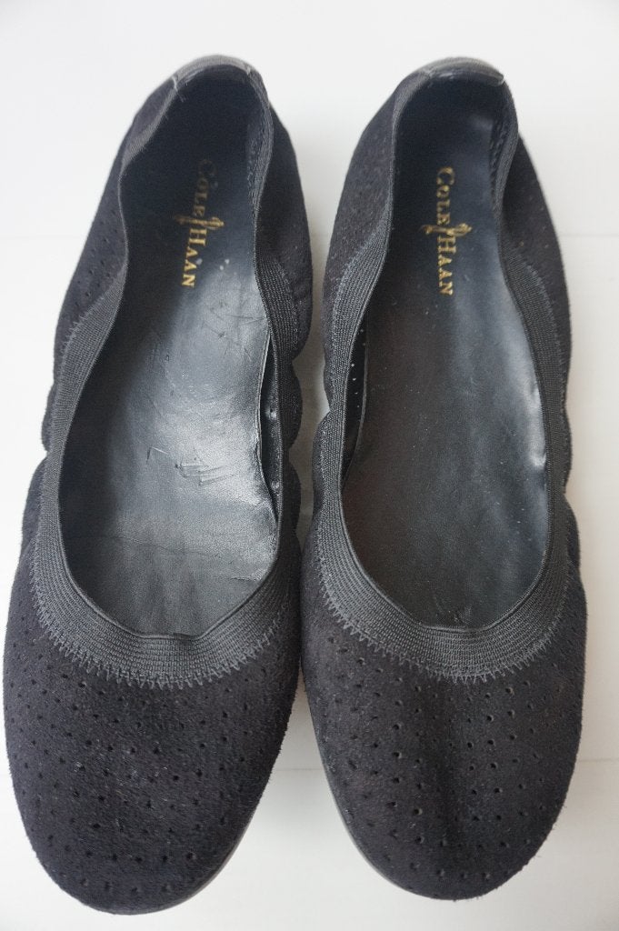 Cole Haan ballerina's instappers zwart suède leer mt 37 flat, Zwart, Zo goed als nieuw, Cole Haan, Ballerina's