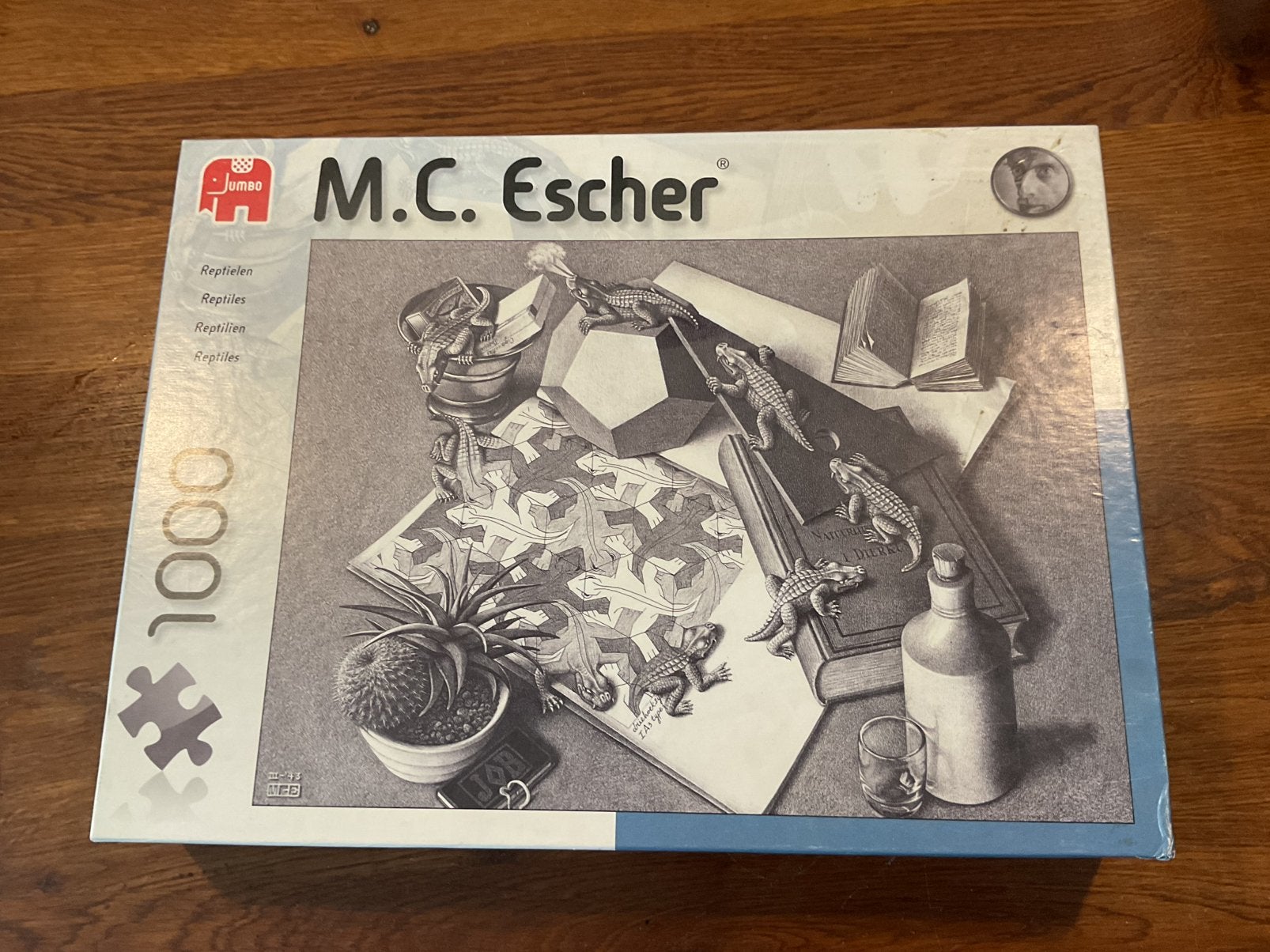 Te koop Escher Puzzle 1000 stukjes, Reptielen., Ophalen of Verzenden, 500 t/m 1500 stukjes, Zo goed als nieuw, Legpuzzel