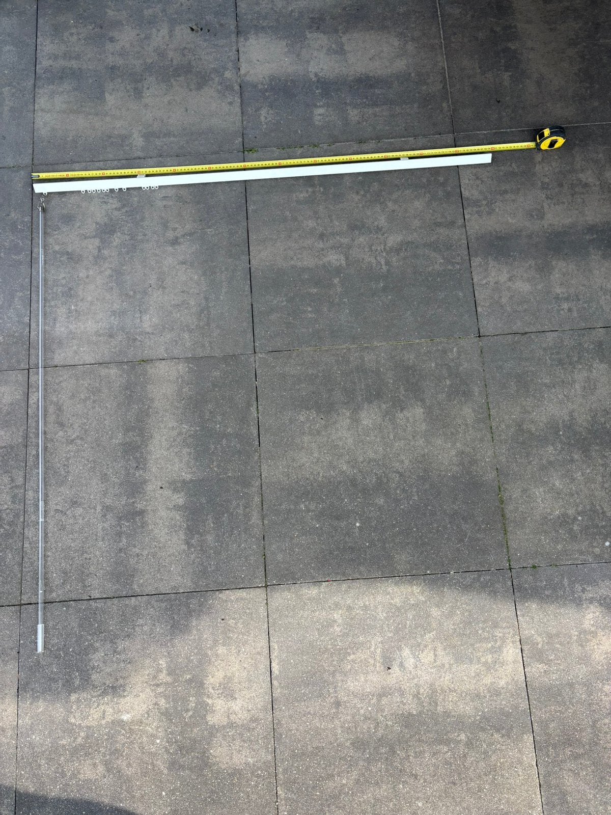 Gordijnroede met trekstang, Ophalen, Met haken, Gebruikt, Wit