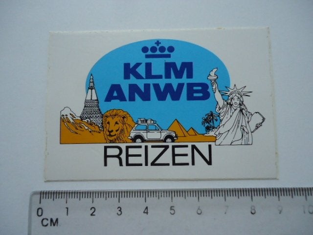 sticker oud KLM ANWB reizen plastic retro, Verzenden, Zo goed als nieuw, Bedrijf of Vereniging