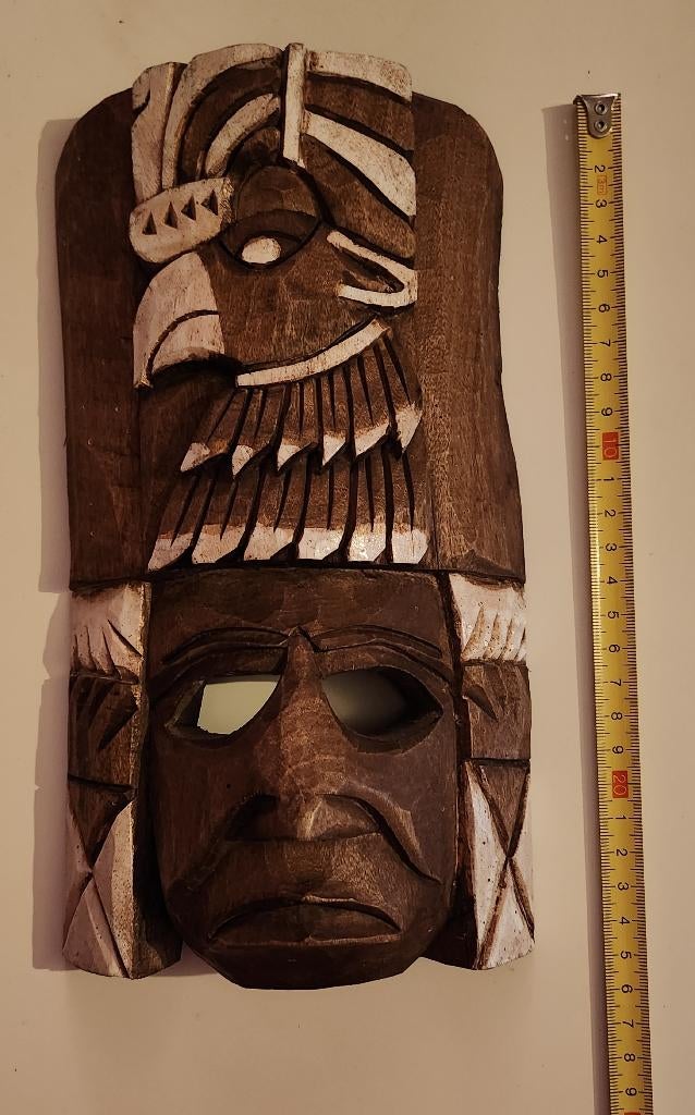 Houten Inheems Masker, Antiek en Kunst, Ophalen, Handgemaakt, Masker, 20 - 50 cm