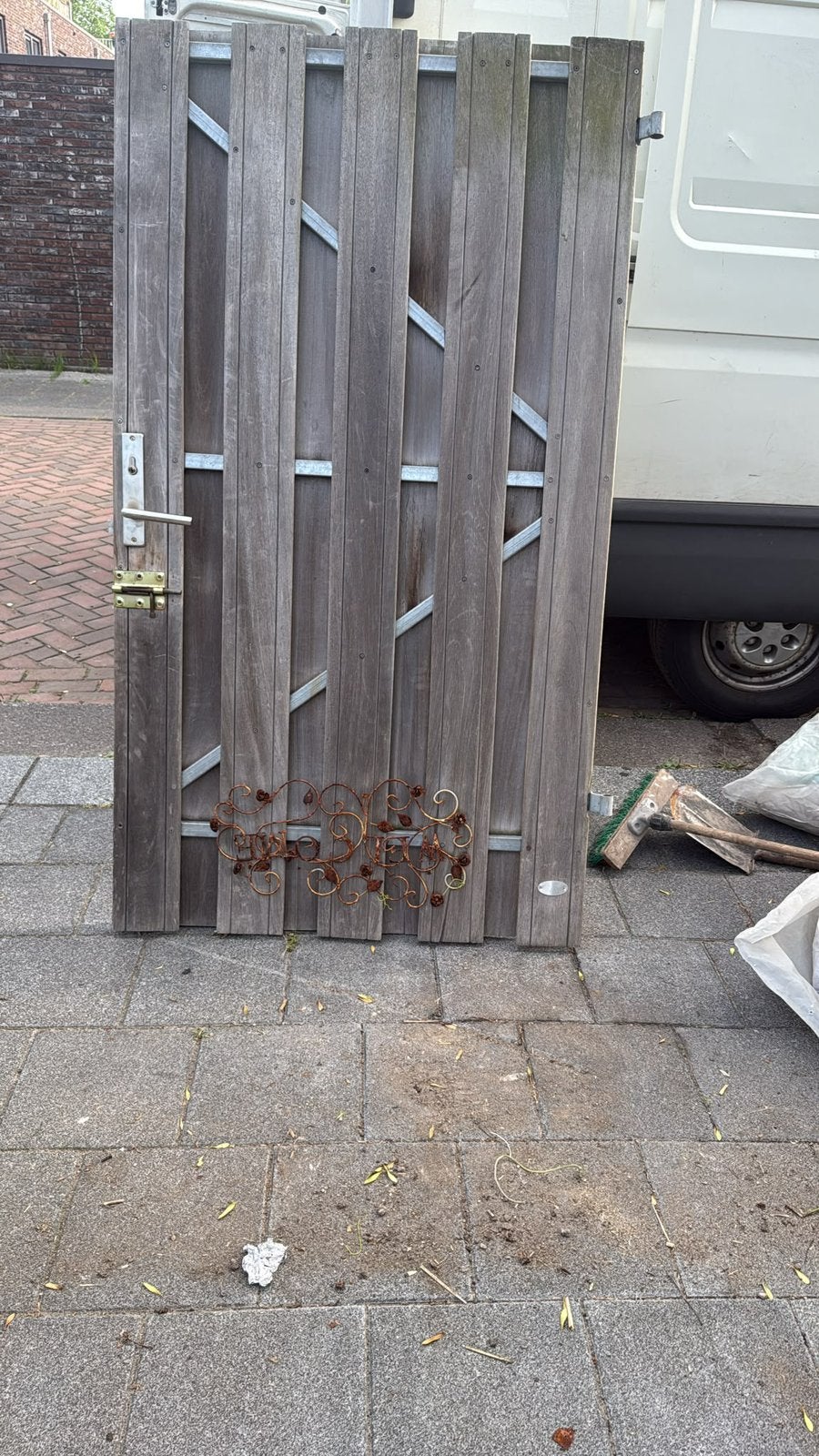 Houten tuindeur, Ophalen, 1 tot 2 meter, Minder dan 3 meter, Zo goed als nieuw