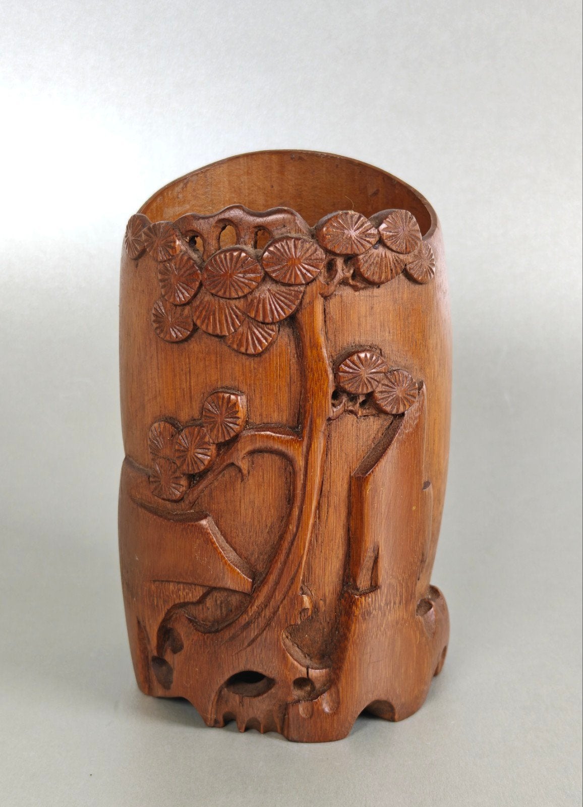 Oude Chinese penselenpot, bitong. Bamboe, snijwerk., Ophalen of Verzenden