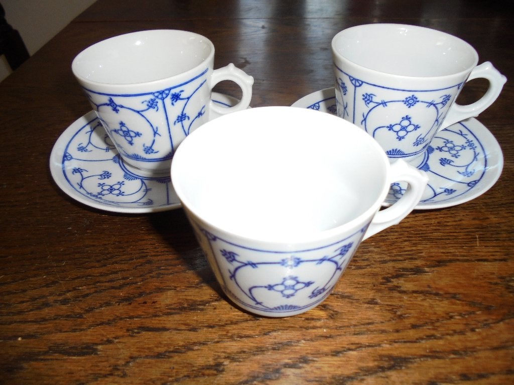 Saksisch blue koffiekopjes 3 schotels 2 orgineel, Ophalen of Verzenden
