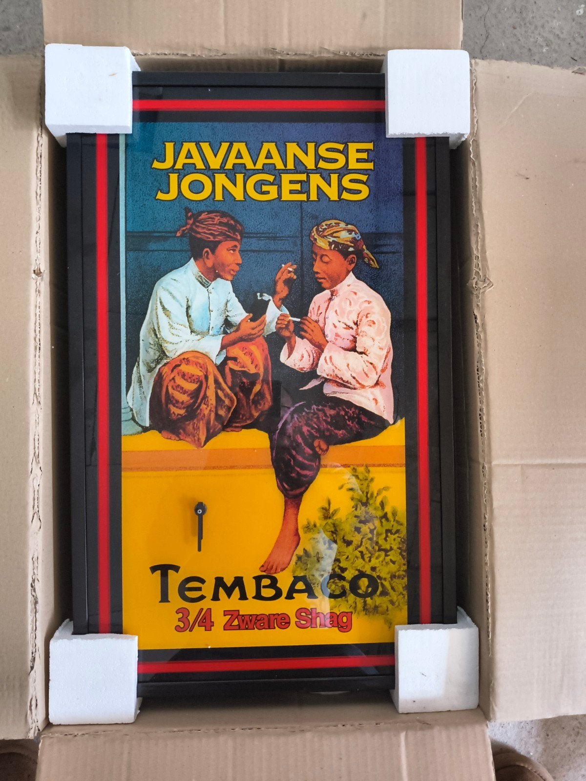 Javaanse Jongens Tembaco Binnenlichtbak 38x62 cm – zgan, Ophalen, Nieuw, Lichtbak of (neon) lamp