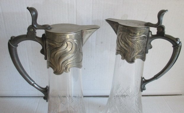 2 originele art nouveau karaffen decanters vr wijn WMF 40, Verzenden