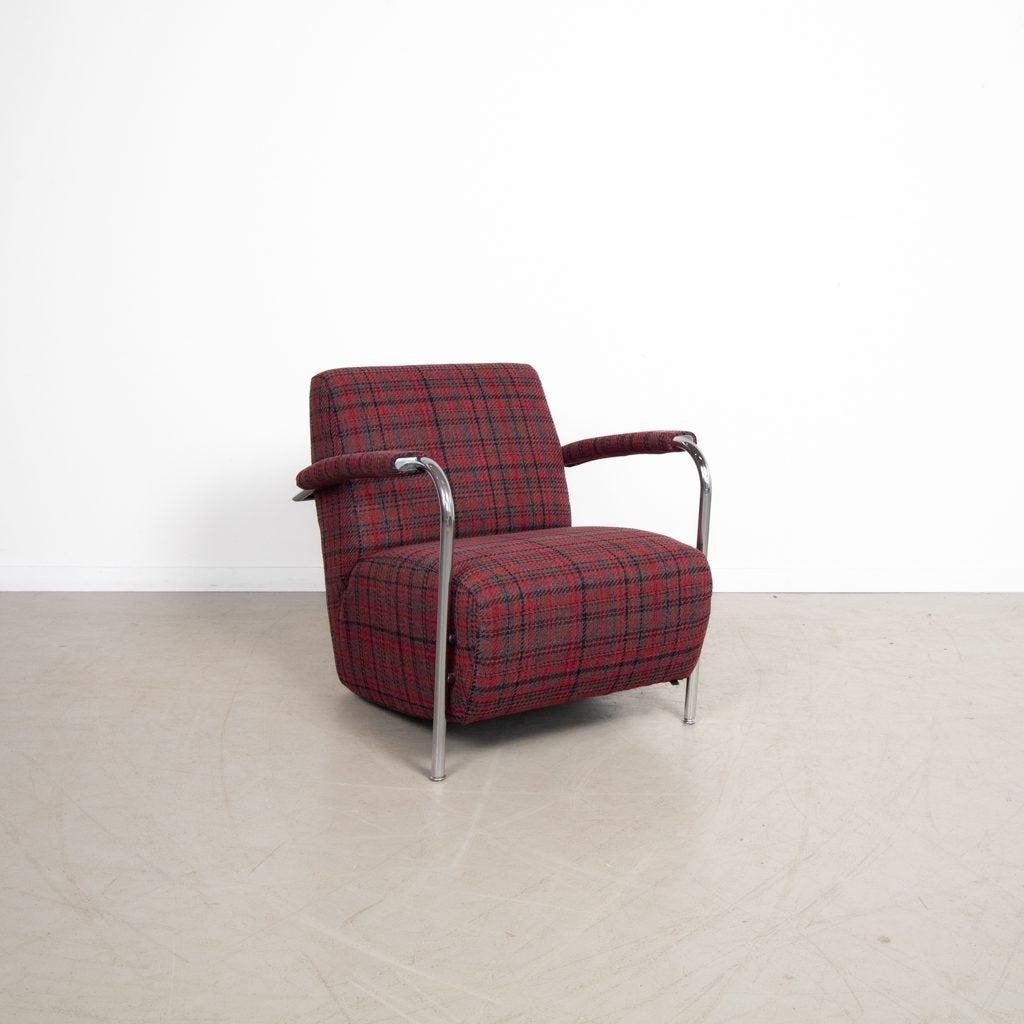 Leolux Scylla Laag Fauteuil Rood Geruit Stof, Niet ingevuld, Zo goed als nieuw, Niet ingevuld, Niet ingevuld