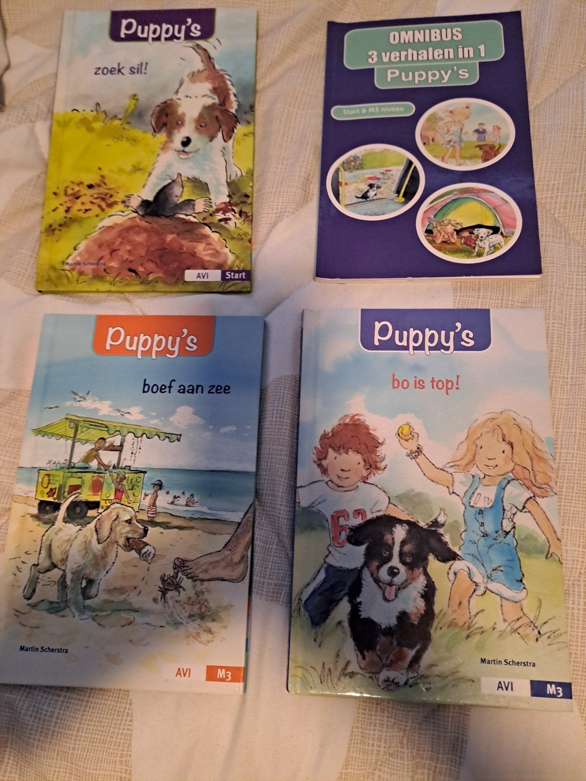 4 Puppy's boeken: AVI Start, M1, M3 - Martin Scherstra, Boeken, Ophalen of Verzenden, Gelezen, Martin Scherstra, Fictie algemeen