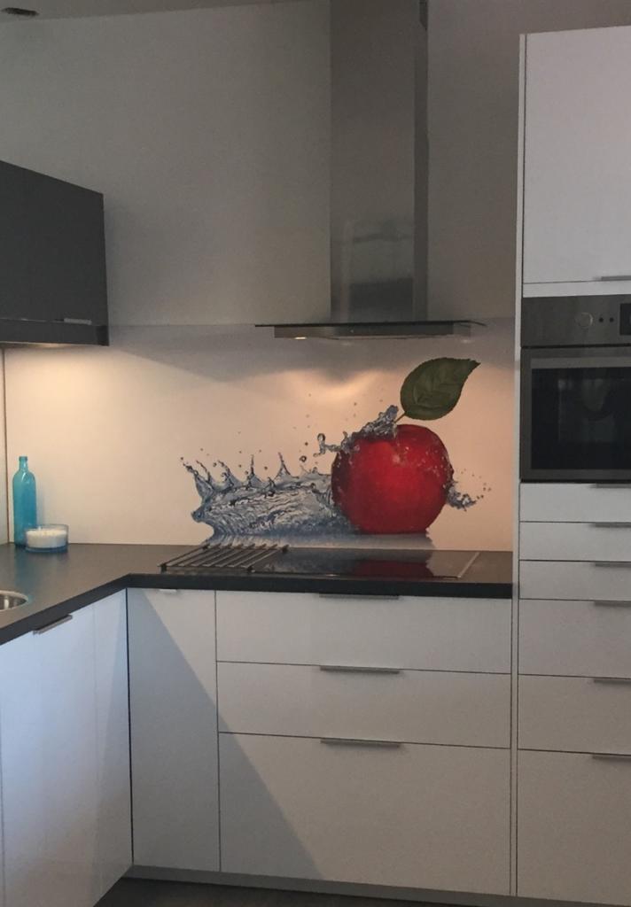 Mooie keuken achterwand. 160 cm x 69 uit aluminium, Ophalen, Gebruikt, Wit, 150 tot 200 cm
