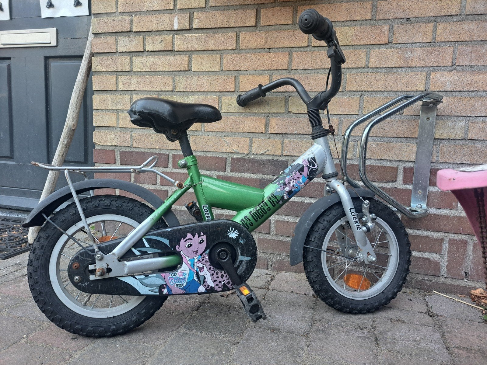 Kinderfiets 12 inch met zijwieltjes - 2-4 jaar, Zijwieltjes, Gebruikt, Loekie, Ophalen of Verzenden