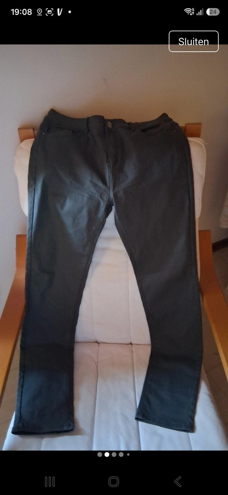 Stoere stretch jeans in lederlook maat 46, Zwart, Overige jeansmaten, Ophalen of Verzenden, Gedragen