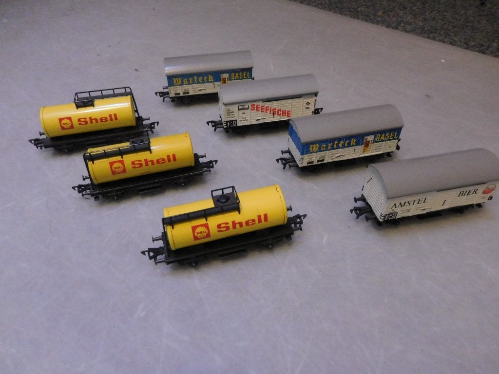 7 goede en nette wagons van Fleischmann H0, Gebruikt, Gelijkstroom, Fleischmann, Wagon