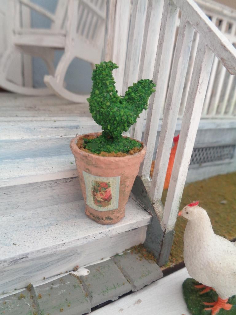 Buxus kip in pot...Poppenhuis 1:12....( Fotonr F84 ), Ophalen of Verzenden, Nieuw, Poppenhuis