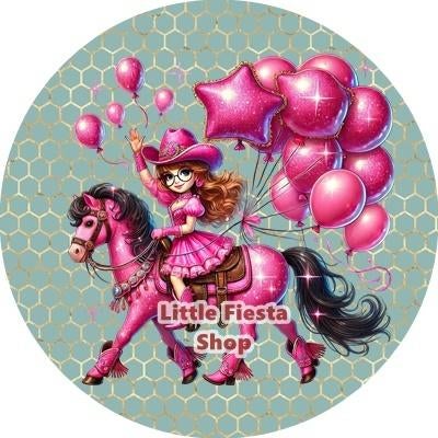 L2333 icing frosting cowgirl 19cm eetbare taart plaat print, Ophalen of Verzenden, Nieuw, Taarten, Versiering