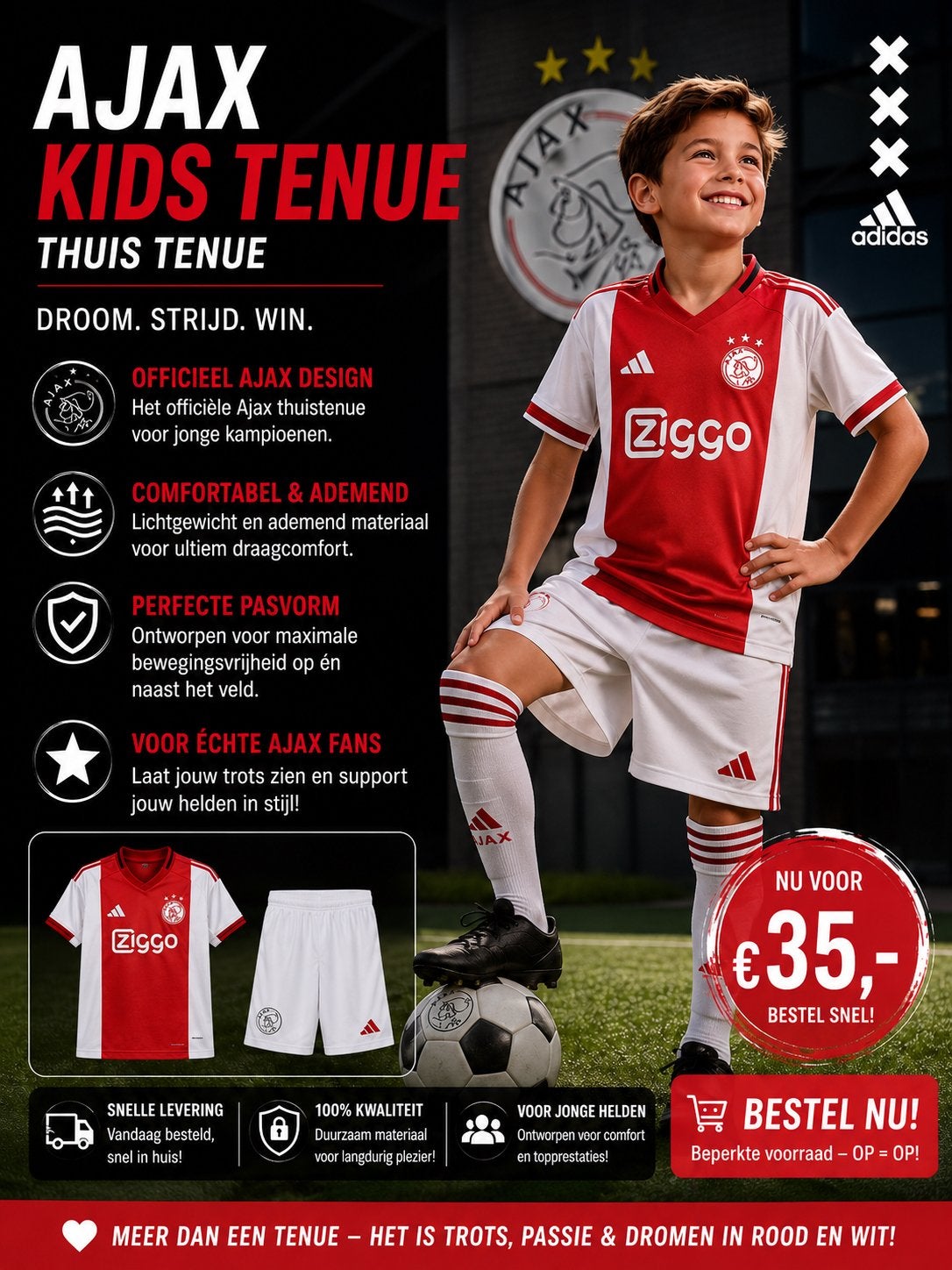 Ajax Kids Thuistenue, Ophalen of Verzenden, Nieuw, Jongen of Meisje