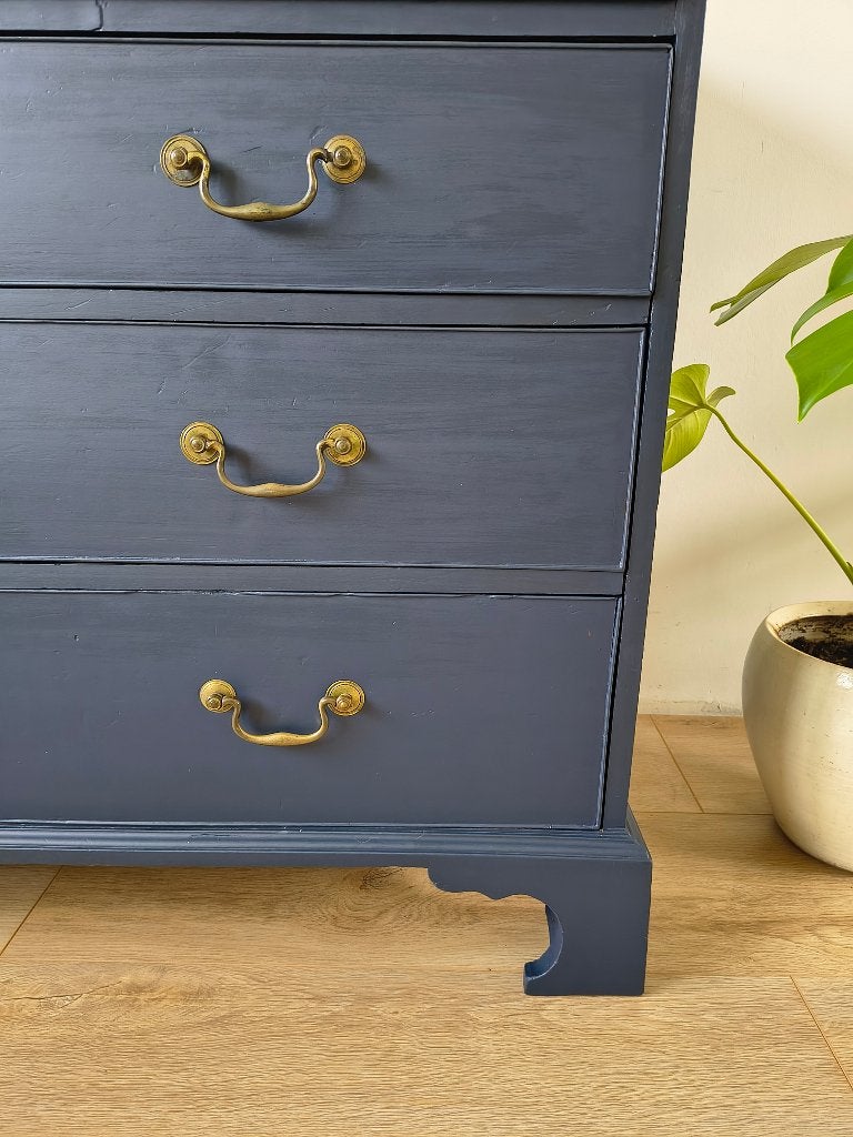 Antieke commode dark-blue – Vintage Ladenkast, Antiek en Kunst, Ophalen of Verzenden