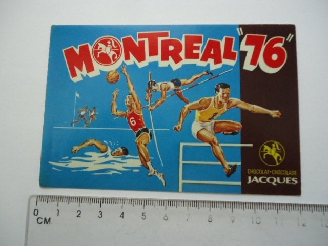 sticker oud Jacques chocola Belgie 1976 Montreal olympisch, Verzenden, Zo goed als nieuw, Bedrijf of Vereniging