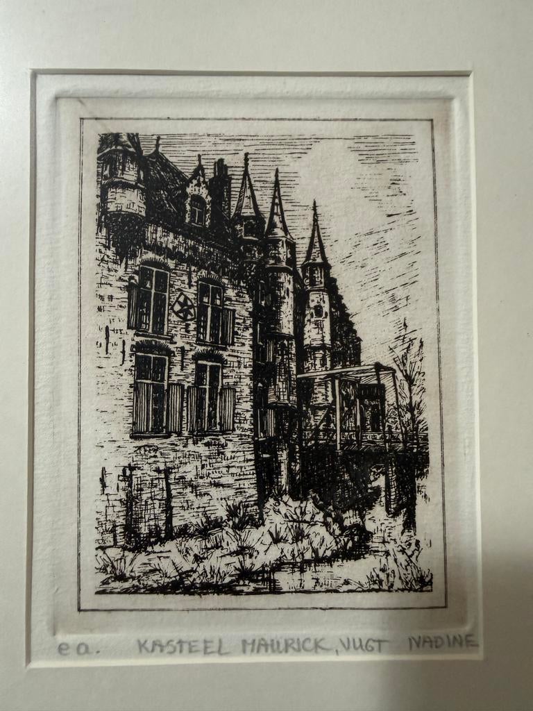 Ets Kasteel Maurick Vught - Gesigneerd Nadine, Ophalen, Architectuur, Gesigneerd, 1950 - 1999