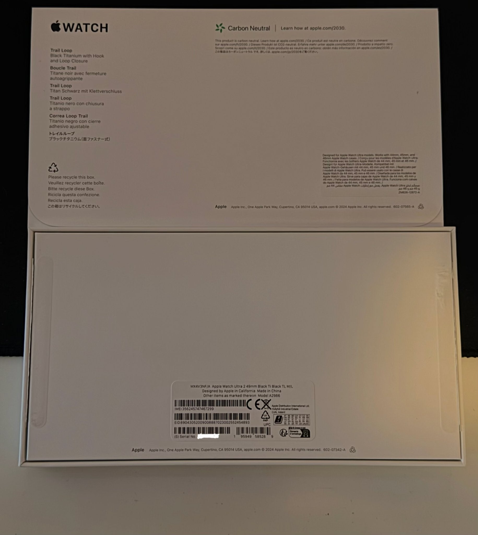 Apple Watch Ultra 2 49mm Zwart met Trail Loop, Ophalen, Afstand, Zwart, IOS