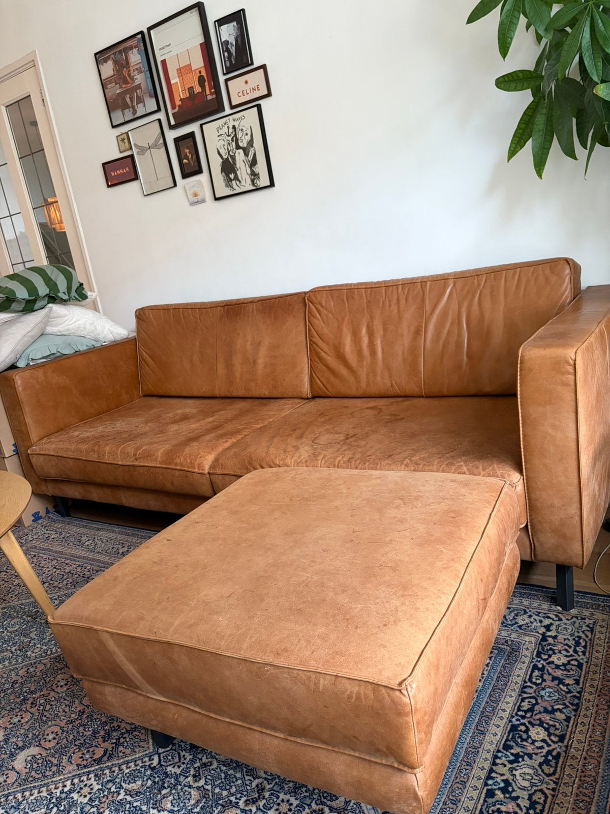 Gratis leren bank, Huis en Inrichting, Ophalen, Gebruikt, Leer