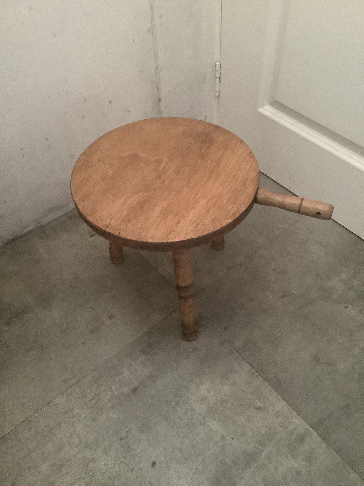 Krukje vintage massief eiken handvat brutalist, Huis en Inrichting, Ophalen, Zo goed als nieuw, Hout