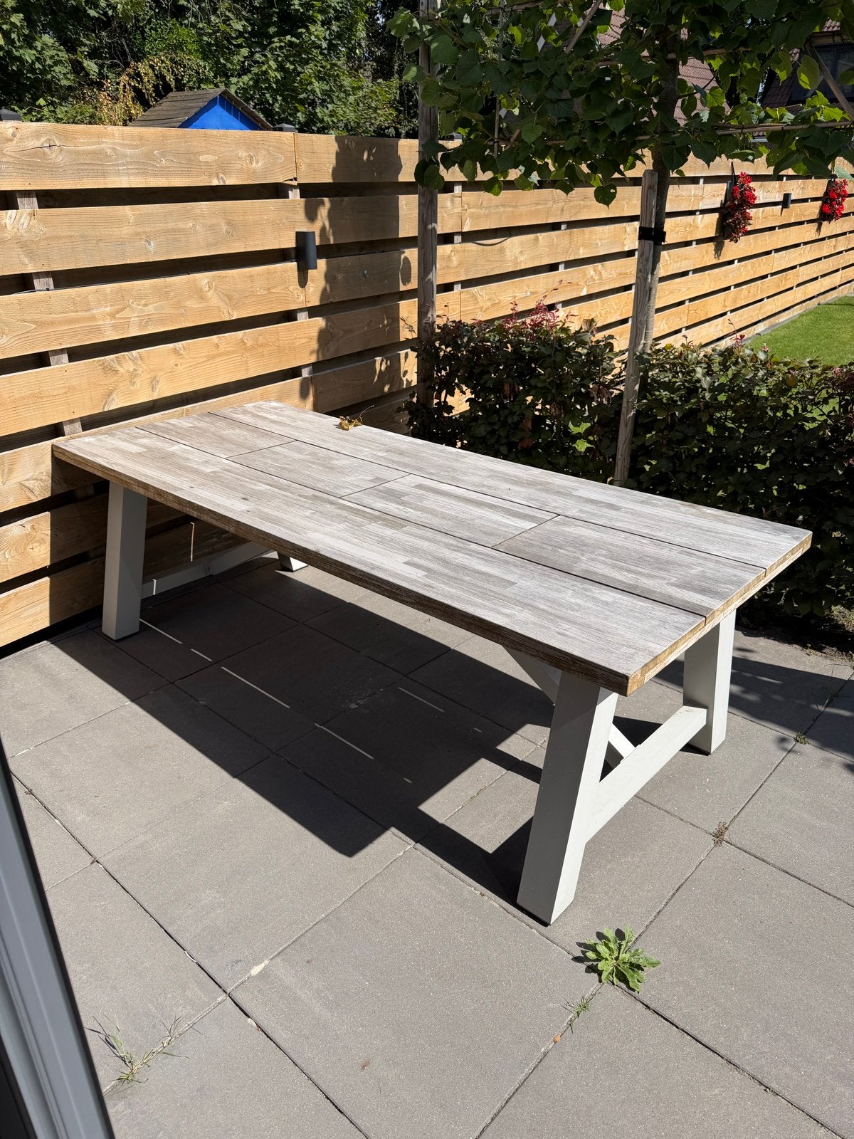 Grote tuintafel met aluminium frame - 240x101x77 cm, Ophalen of Verzenden, Zo goed als nieuw, Rechthoekig, Aluminium