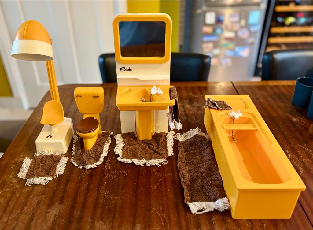 Vintage Sindy Poppenhuis Badkamer Set - Jaren '70, Ophalen of Verzenden, Gebruikt, Toebehoren