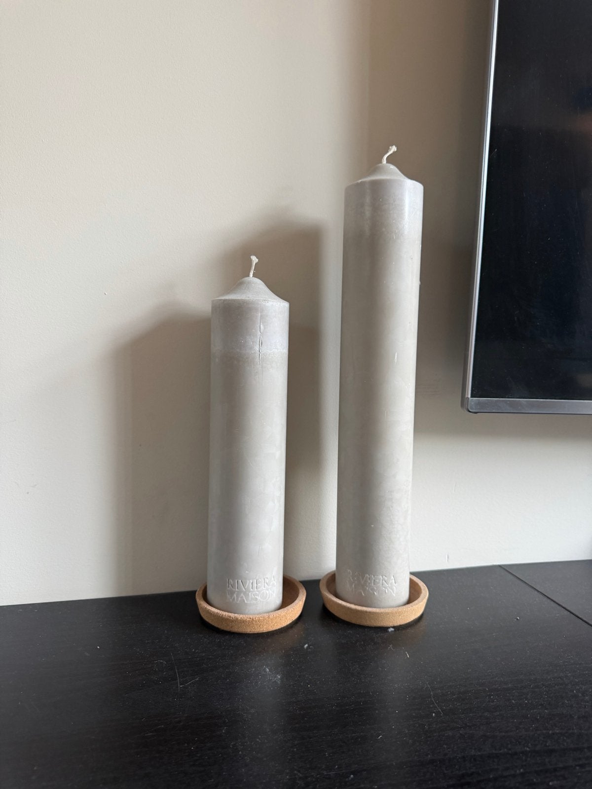 Riviera Maison Kaarsen Beige Grijs - Set van 2, Beige, Ophalen of Verzenden, Kaars, Was