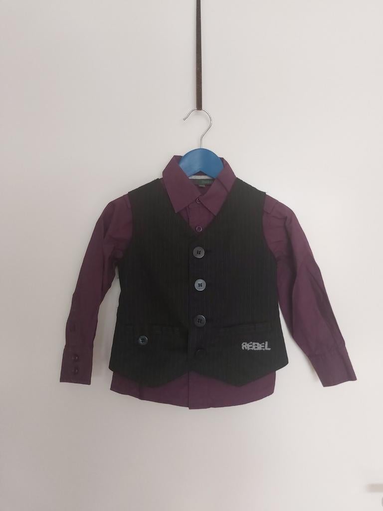 Rebel overhemd maat 92 met Rebel gilet maat 98-104, Ophalen of Verzenden, Zo goed als nieuw, Jongen, Overhemd of Blouse