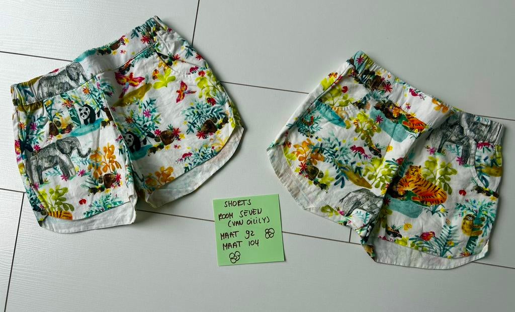 Unieke shorts dieren Room Seven (Oilily) maat 92 en 104, Ophalen of Verzenden, Zo goed als nieuw, Meisje, Broek