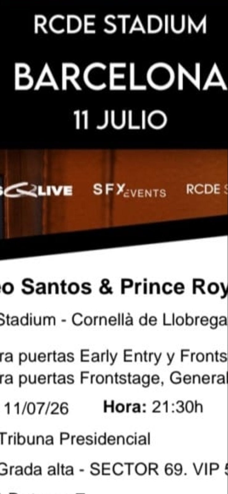 2 vip kaarten romeo santos en price roys Barcelona, Twee personen