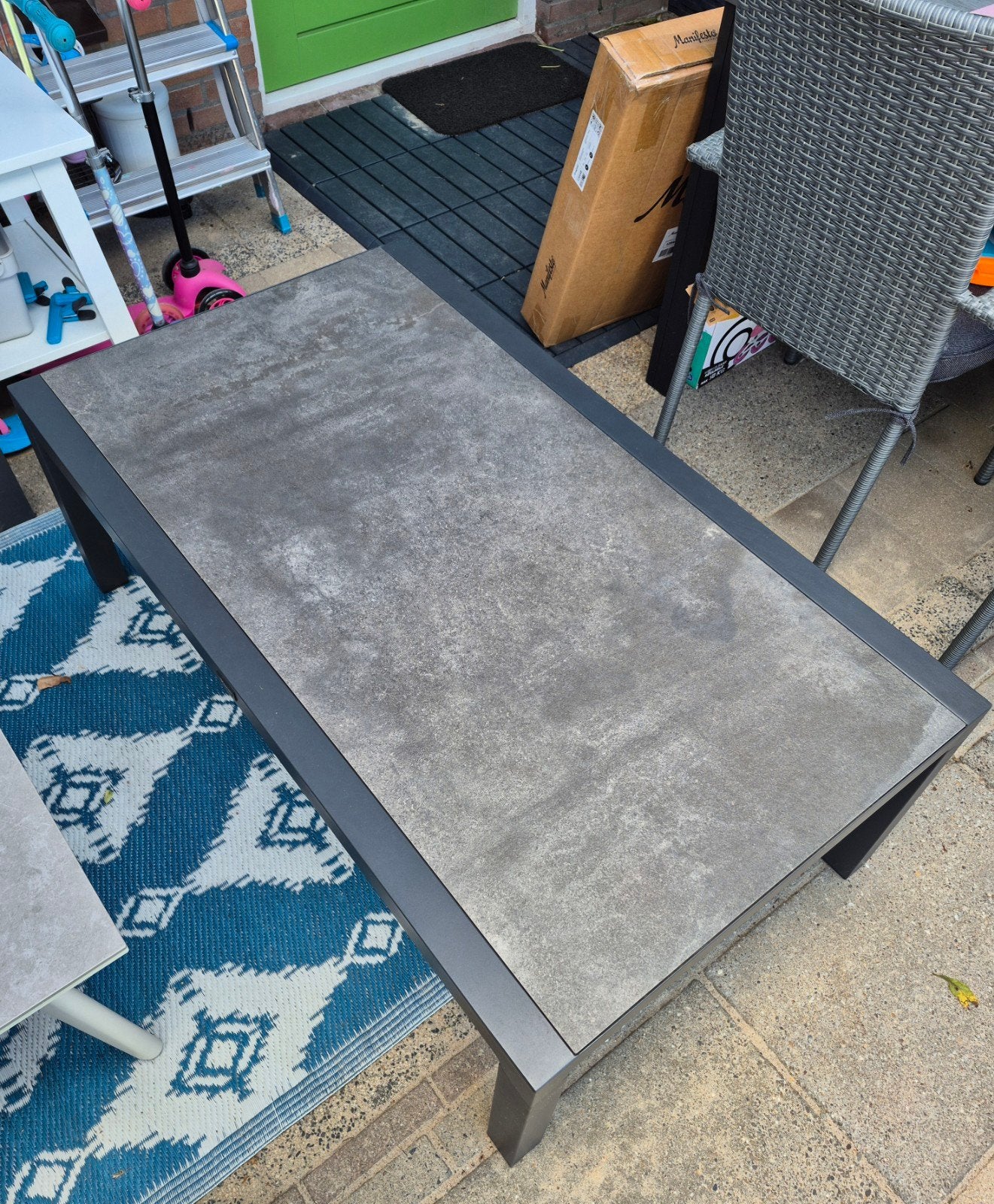 Atlanta loungetafel 120x70 cm tuintafel Antraciet/ keramiek, Ophalen, Rechthoekig, Aluminium