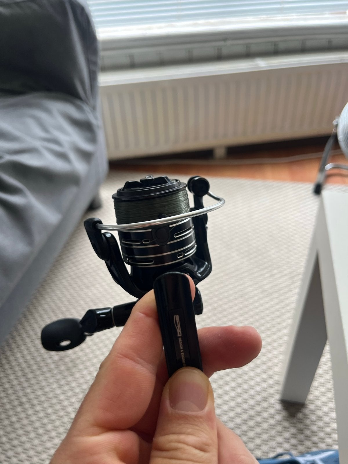 Jaxon Grey Stream spinhengel met Freestyle Skillz molen, Ophalen, Zo goed als nieuw, Complete hengel