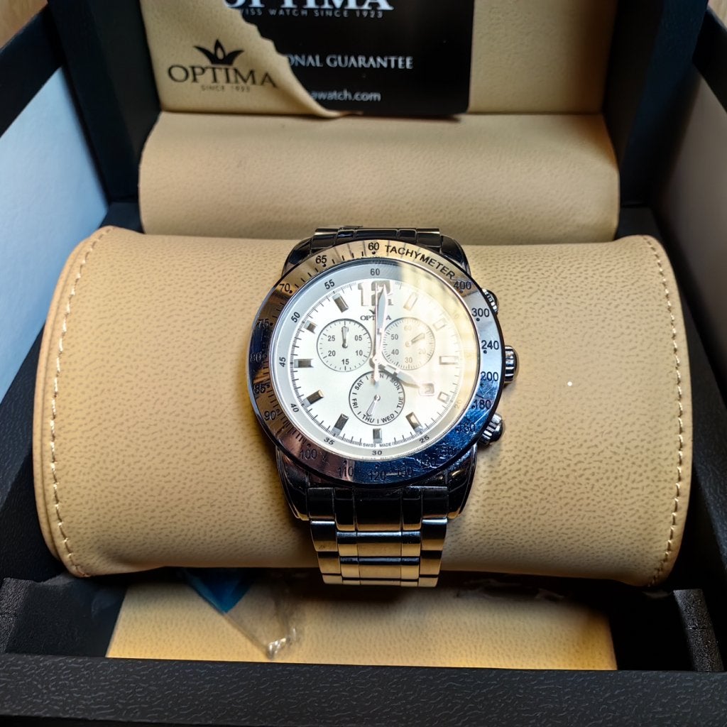 Optima Swiss Chronograph OSC321 Horloge - In Nette Staat, Flex Ltd., Zo goed als nieuw, https://flex.com/contact-us, Nobelstraat 10, 5807 GA Oostrum LB, Limburg, Nederland