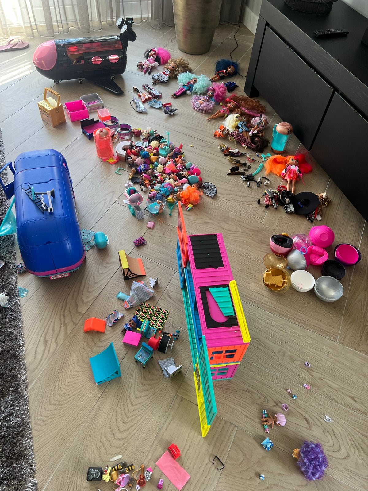 Grote LOL Surprise set met camper, vliegtuig, huis en poppen, Kinderen en Baby's, Speelgoed | Poppen, Ophalen, Gebruikt, Overige typen