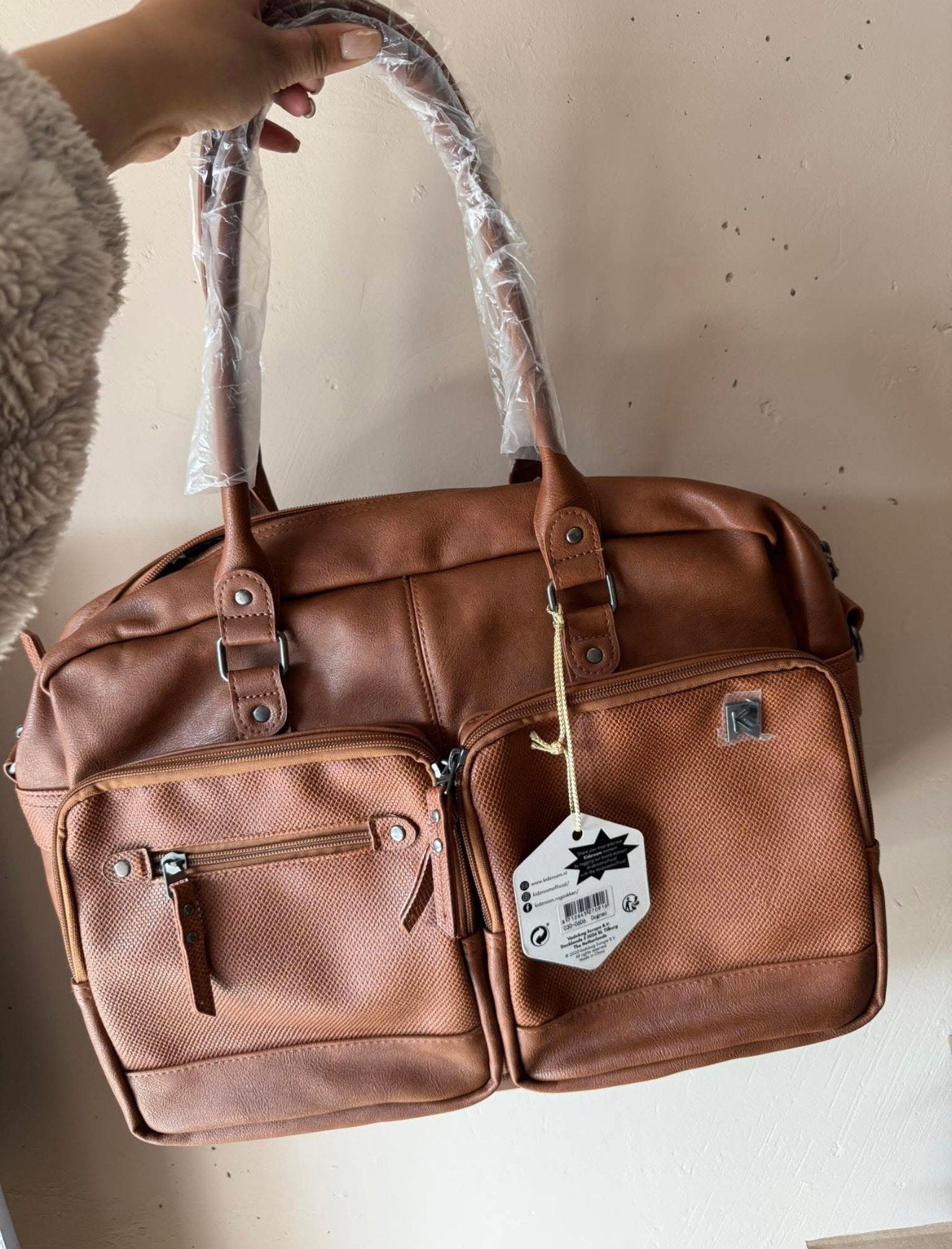 Leren tas., 30 cm of meer, Bruin, Ophalen of Verzenden, Nieuw