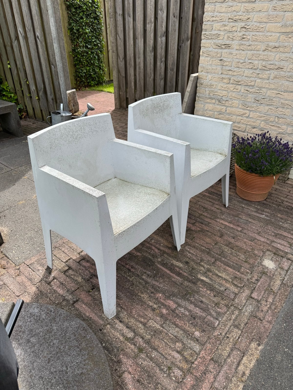 Driade Toy stoelen, 2 stuks, wit - Philippe Starck design, Ophalen, Kunststof, Gebruikt, Twee